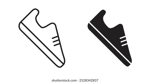 Iconos de zapatos. Conjunto de Vector en estilo relleno y línea.