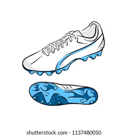Shoes illustration football soccer white blue