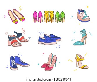 shoes illustration set