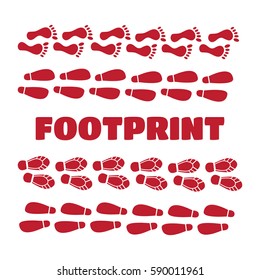 Shoes imprints set. Footprint and human step. Footprint vector