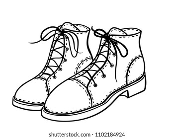 shoes with laces isolated, hand-drawn sketch