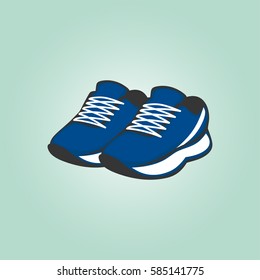 Shoes. Lapis Blue color sneakers. Vector illustration