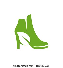 Shoes with Leaf logo design concept vector template, Icon symbol, Design creative