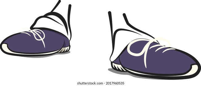 Shoes with Line Drawing Legs Vector Isolated on White Background. Apparel Design Vector Graphics. Cool Shoes Fashion Summer Colorful Loafers and Slippers.