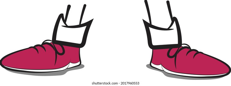 Shoes with Line Drawing Legs Vector Isolated on White Background. Apparel Design Vector Graphics. Cool Shoes Fashion Summer Colorful Loafers and Slippers.