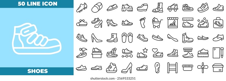 Shoes Line Editable Icons set. Vector illustration in modern thin line style of shoes icons: shoe, heel, fashion, etc