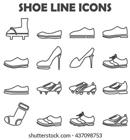 shoes line icon set 