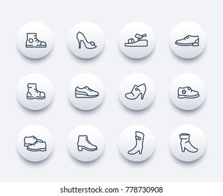 Shoes line icons set