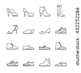 Shoes line vector icons. Sneakers and women shoes, footwear linear icons. Vector illustration