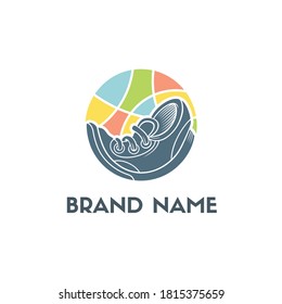 Shoes logo design in circle shape