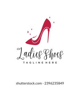 Shoes logo design element vector for woman beauty fashion with modern concept