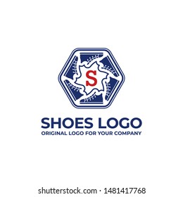Shoes logo design template can be used as symbols, brand identity, company logo, icons, or others. Shoes logo inspiration. Color and text can be changed according to your need.