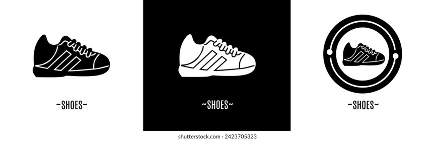 Shoes logo set. Collection of black and white logos. Stock vector.