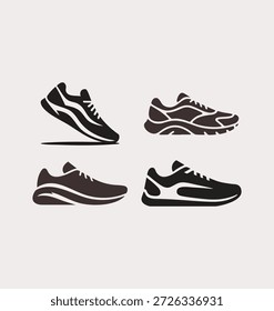 Schuhe-Logo-Set, geschrieben in einem stilvollen Verbindungsskript mit fetten und trendigen Strichen, entworfen in sauberer, hochwertiger Vektortypografie, perfekt für Schuhmarken, Sportbekleidung, Einzelhandelslogos und kreative Beschriftungsprojekte