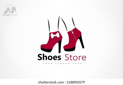 Shoes logo vector. Shoes store. Women high heels shop.