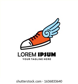 the shoes logo with a wings. vector logo