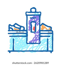 sapatos que fazem a máquina ícone doodle esboço vetor. sapatos que fazem o sinal da máquina.