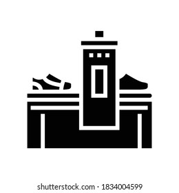 shoes making machine glyph icon vector. shoes making machine sign. isolated contour symbol black illustration