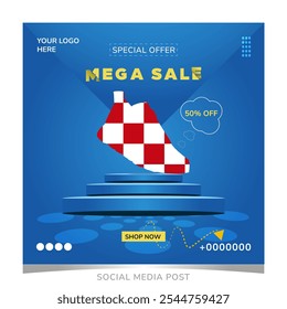 Shoes mega sale social media post design, 50% off offer , banner templates design
