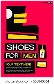 Shoes for Men (Flat Style Vector Illustration Shopping Poster Design) With Text Box Template 