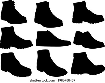 Shoes for men in the set. Vector image. 