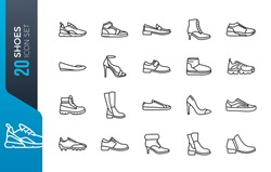 Schuhe - Minimaler Thin-Line-Web-Icon-Set. Kollektion Von Symbolen In Einer Übersicht. Einfache Vektorgrafik