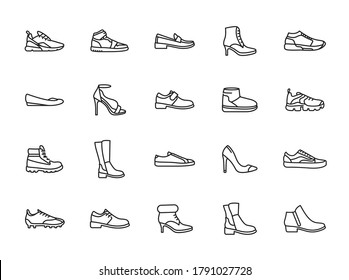 Shoes - minimal thin line web icon set. Outline icons collection. Simple vector illustration