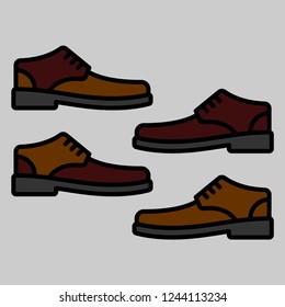 Shoes model men. illustration set of various mens shoes vector icons on a background.