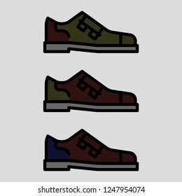 Shoes model men. illustration set of various mens shoes vector icons.