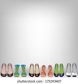 Shoes on floor in shop or dressing room