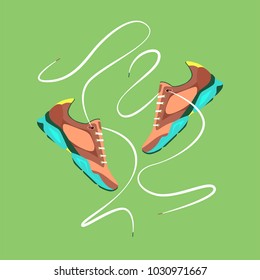 shoes on green background