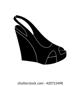 Shoes on platform. High platform shoes. Woman shoes. Vector illustration