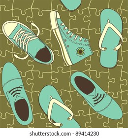 shoes on puzzle floor