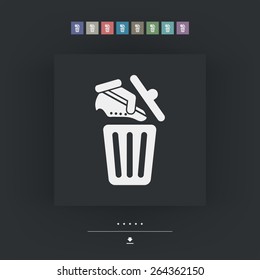 Shoes on trash bin