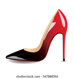 shoes one realistic red and black high heel modern isolated on white background vector design element