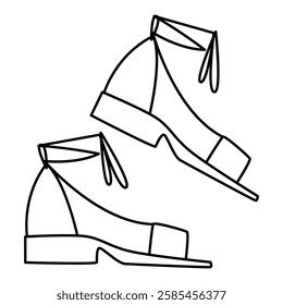 Shoes, open summer women's sandals. Flat line vector illustration eps10