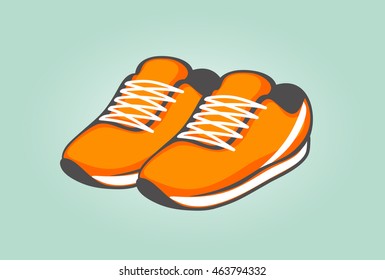 shoes. orange and white sneakers. vector illustration