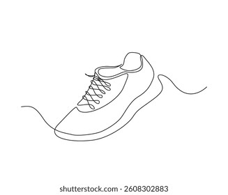 Shoes outline drawing illustration. one continuous line drawing of shoe- footwear.
