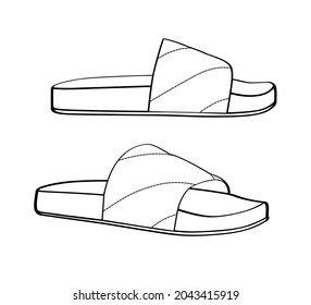 Shoes outline sketch, slider. Vector illustration.