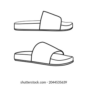 Shoes outline sketch, slider. Vector illustration.