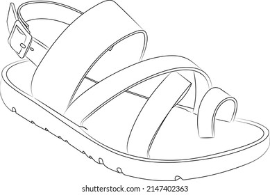 Shoes Outline style vector design element , illustration