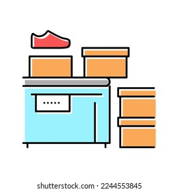 shoes packaging conveyor color icon vector. shoes packaging conveyor sign. isolated symbol illustration