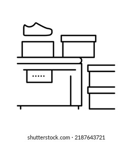 shoes packaging conveyor line icon vector. shoes packaging conveyor sign. isolated contour symbol black illustration