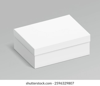 Shoes packing carton box mockup. Vector illustration isolated on grey background. Taking your 2D designs into 3D. Ready for your design. EPS10.	