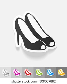shoes paper sticker with shadow. Vector illustration