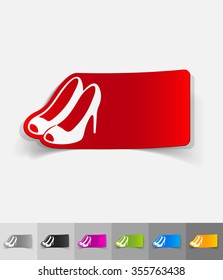 shoes paper sticker with shadow. Vector illustration