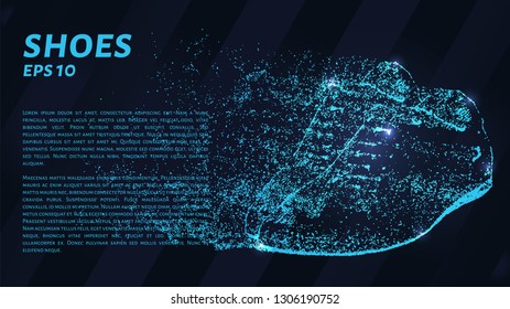 Shoes of the particles on a dark background. Shoes of circles and dots