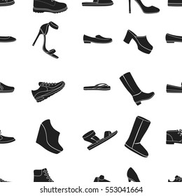 Shoes pattern icons in black style. Big collection of shoes vector symbol stock illustration