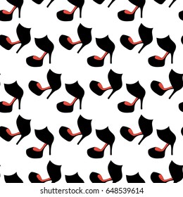 Shoes pattern on the white background. Vector illustration