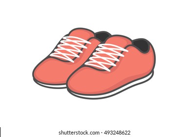 Shoes. Peach echo sneakers on a white background. Vector illustration